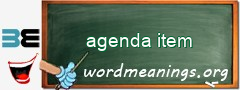 WordMeaning blackboard for agenda item
